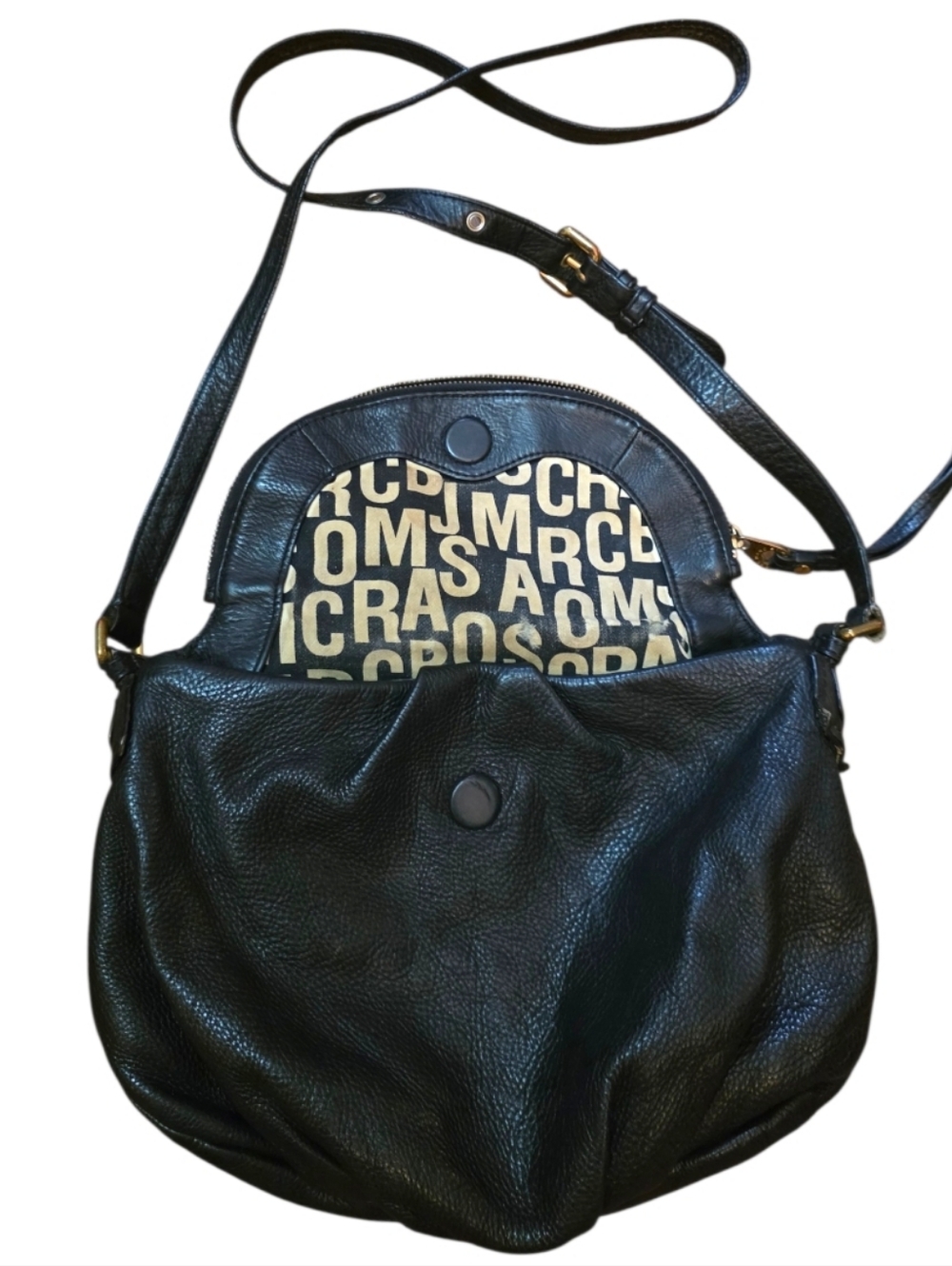 Marc by Marc Jacobs Black Leather Shoulder Bag Slouchy Crossbody Hobo Purse - Picture 3 of 11